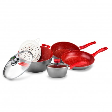 Batería de cocina grande Sytem FlavorStone® color rojo