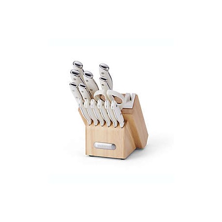 Set de cuchillos Farberware® Edgekeeper™ con base y afilador color blanco