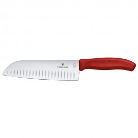 Cuchillo santoku de acero inoxidable Victorinox® troquelado color rojo