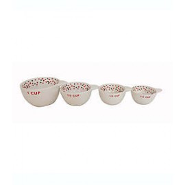 Set de tazas medidoras de cerámica H for Happy™ navideñas color blanco, 4 piezas