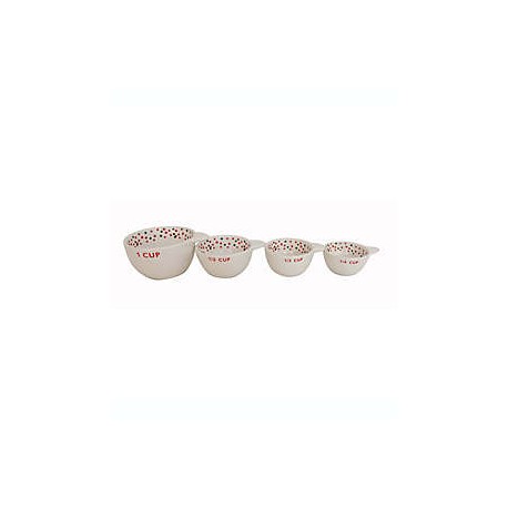 Set de tazas medidoras de cerámica H for Happy™ navideñas color blanco, 4 piezas