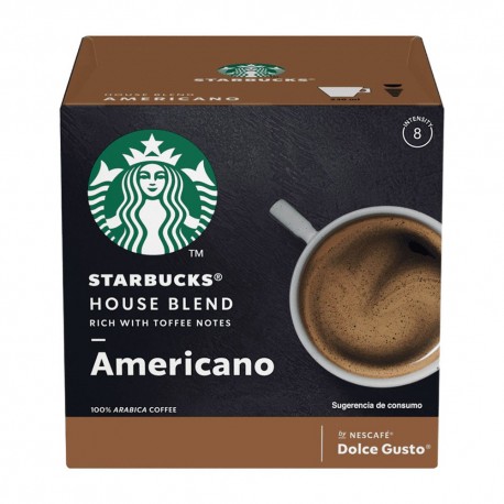 Cápsulas de café Americano House Blend Nescafé® Dolce Gusto® Starbucks®, 12 piezas