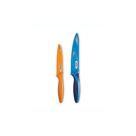Cuchillos de acero inoxidable ZYLISS® color naranja/índigo, Set de 2 pzas.