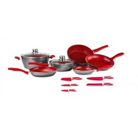 Batería de cocina de aluminio FlavorStone® Family color rojo 13 piezas