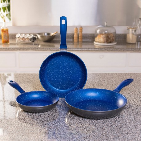 Set de sartenes para saltear FlavorStone® color azul, 3 piezas