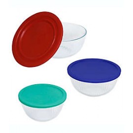 Tazones para mezclar de vidrio Pyrex® con tapa , Set de 3