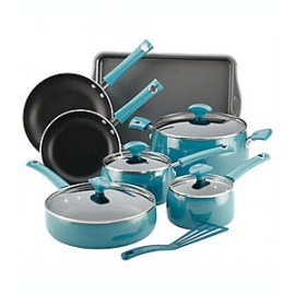 Batería de cocina de aluminio Rachael Ray™ Cityscapes color turquesa, 12 piezas