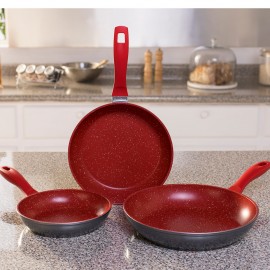Set de Sartenes para saltear FlavorStone® color rojo 3 piezas
