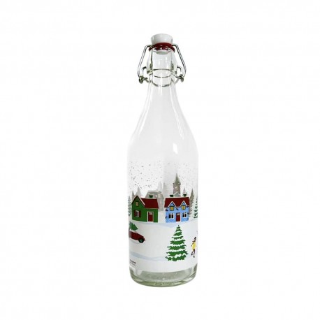 Botella de vidrio Cerve™ de villa navideña de 1 L