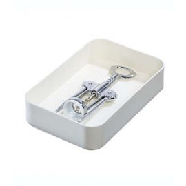 Organizador de cajón de plástico reciclado Squared Away™ de 22.86 cm color blanco brillante