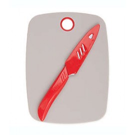Tabla para picar y cuchillo Our Table™ color gris/rojo