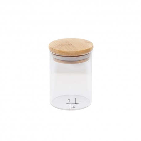 Frasco de vidrio con tapa de bambú The Cabinet™ de 200 mL