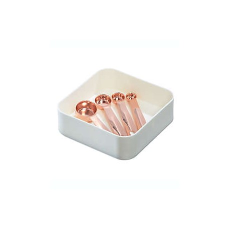 Organizador de cajón de plástico reciclado Squared Away™ de 15.24 cm color blanco brillante