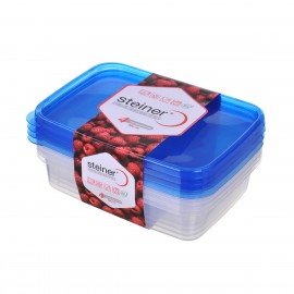 Contenedores de alimentos de plástico Steiner® con división de 880 mL, 4 piezas