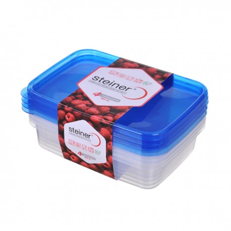Contenedores de alimentos de plástico Steiner® con división de 880 mL, 4 piezas