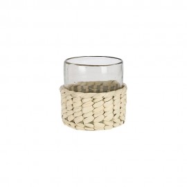 Vaso plano de cristal y fibra de palma AC Palma® artesanal