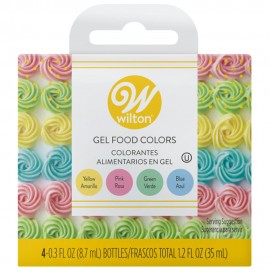 Set de colorantes alimentarios en gel de jarabe de maíz Wilton® color pastel, 4 piezas