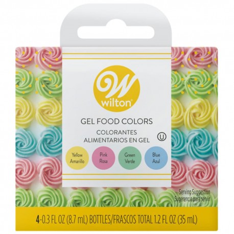 Set de colorantes alimentarios en gel de jarabe de maíz Wilton® color pastel, 4 piezas