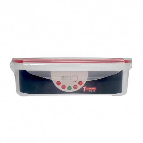 Contenedor rectangular de alimentos de plástico Steiner® de 800 mL