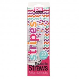 Popotes reutilizables de plástico PETG Joie™ con cepillo de limpieza, multicolor
