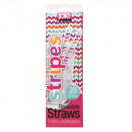 Popotes reutilizables de plástico PETG Joie™ con cepillo de limpieza, multicolor