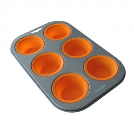 Molde para 6 cupcakes de silicón Westinghouse® con marco de aluminio, color naranja