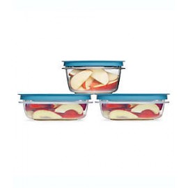 Contenedores de alimentos de plástico Flex & Seal™ Rubbermaid® con tapas color azul, set de 6