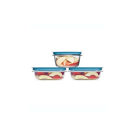 Contenedores de alimentos de plástico Flex & Seal™ Rubbermaid® con tapas color azul, set de 6