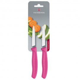 Cuchillos mondadores de acero inoxidable Victorinox® Swiss Classic color rosa, 2 piezas
