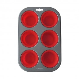 Molde para 6 cupcakes de silicón Westinghouse® con marco de aluminio, color rojo