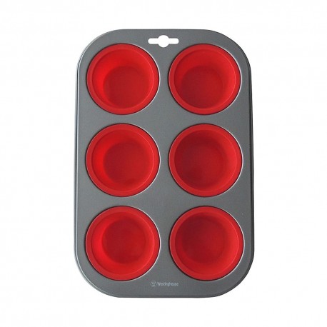 Molde para 6 cupcakes de silicón Westinghouse® con marco de aluminio, color rojo