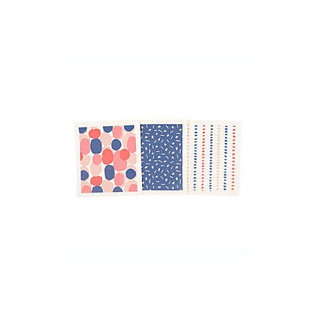 Trapos de cocina de algodón Simply Essential™ con diseño múltiple color salmón/azul, 3 piezas
