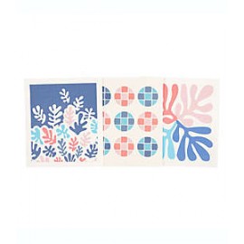 Trapos de cocina de algodón Simply Essential™ con diseño de hojas color azul/rosa, 3 piezas