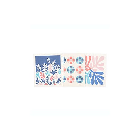 Trapos de cocina de algodón Simply Essential™ con diseño de hojas color azul/rosa, 3 piezas