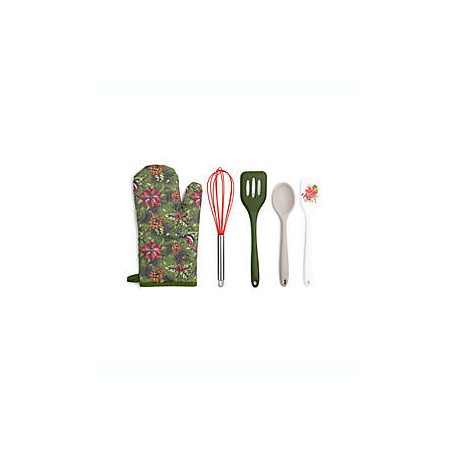 Utensilios de cocina Core Kitchen™ con diseño navideño color verde, Set de 5 piezas