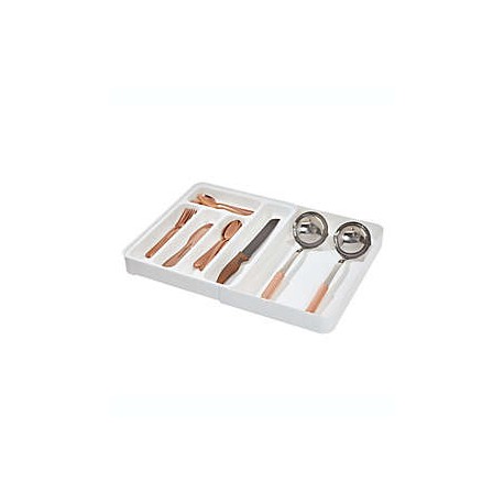 Organizador para cubiertos de plástico reciclado Squared Away™ expandible color blanco brillante