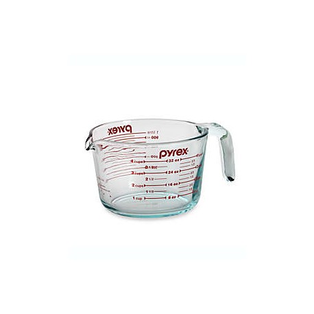 Taza medidora Pyrex®, con capacidad de 4 tz