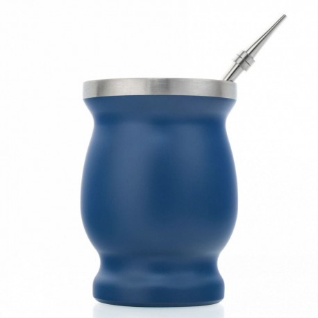 Set para preparar mate BRANG™ con bombilla y cepillo, color azul