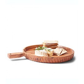 Tabla para servir de madera Bee & Willow™ redonda color negro/natural, 40.64 cm