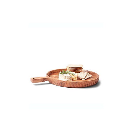 Tabla para servir de madera Bee & Willow™ redonda color negro/natural, 40.64 cm