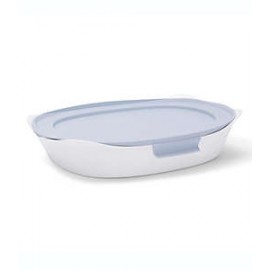 Refractario de vidrio Rubbermaid® DuraLite™ con tapa de 22.86 x 33.02 cm