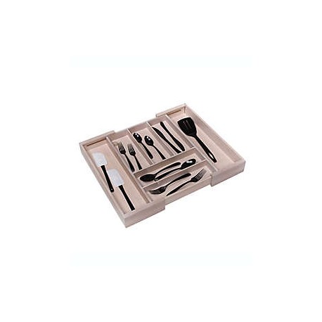 Organizador para cubiertos grande de bambú Squared Away™ expandible color blanco