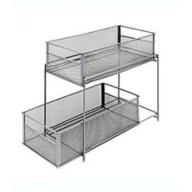 Organizador de malla metálica Squared Away™ de 35 x 19 x 32 cm con 2 cajones deslizables color níquel