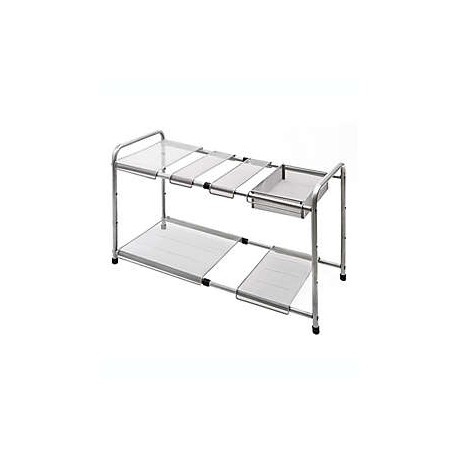 Organizador de malla metálica Squared Away™ expandible de 2 niveles para debajo del fregadero color níquel mate