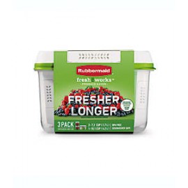 Set de contenedores de alimentos de plástico Rubbermaid® Freshworks™, 3 piezas