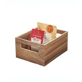 Contenedor mediano de madera de acacia Squared Away™ con asas