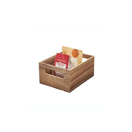 Contenedor mediano de madera de acacia Squared Away™ con asas