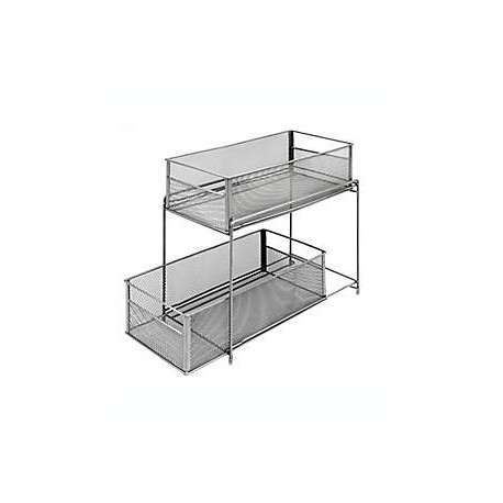 Organizador de malla metálica Squared Away™ de 35 x 19 x 32 cm con 2 cajones deslizables color níquel