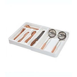 Organizador para cubiertos de plástico reciclado Squared Away™ expandible color blanco brillante