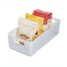 Contenedor grande de plástico reciclado Squared Away™ color blanco brillante